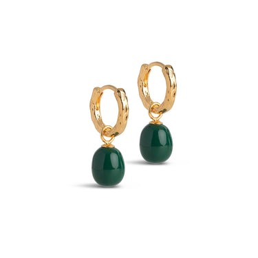 ENAMEL Copenhagen Hoops, Significant Enamel Earrings Petrol Green