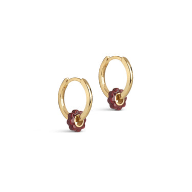 ENAMEL Copenhagen Øreringe, Enamel Tokens Flower Earrings Bordeaux