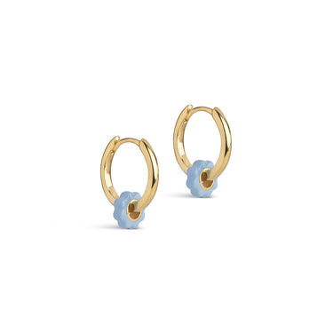 ENAMEL Copenhagen Øreringe, Enamel Tokens Flower Earrings Steel Blue