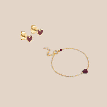 Amore Simple Gavesæt Bordeaux Guld