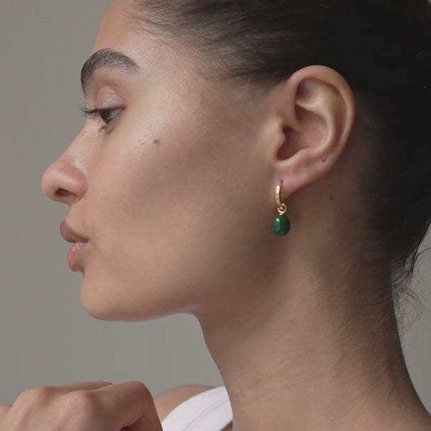 ENAMEL Copenhagen Hoops, Significant Enamel Earrings Petrol Green
