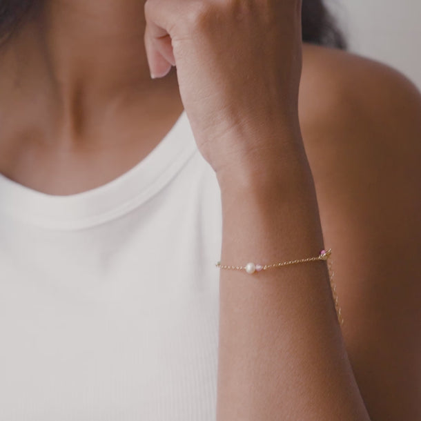 ENAMEL Copenhagen Armbånd, Sofia Bracelets Light pink, khaki green, peach and pearl