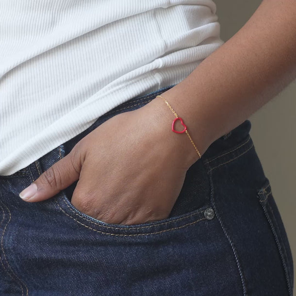 ENAMEL Copenhagen Armbånd, Organic Enamel Heart Bracelets Red